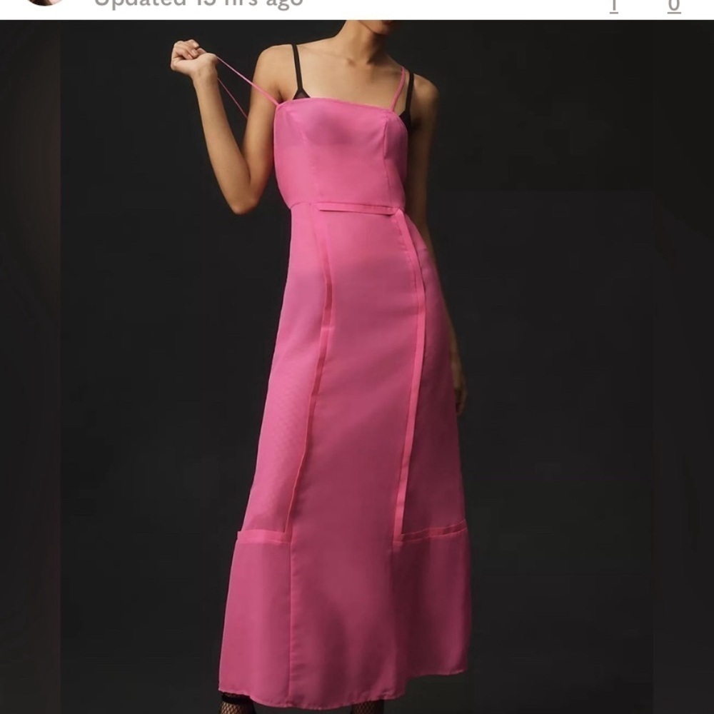Anthropologie women’s Sheer Paneled Midi Pullover Dress NWT Neon Berry - Picture 3 of 8